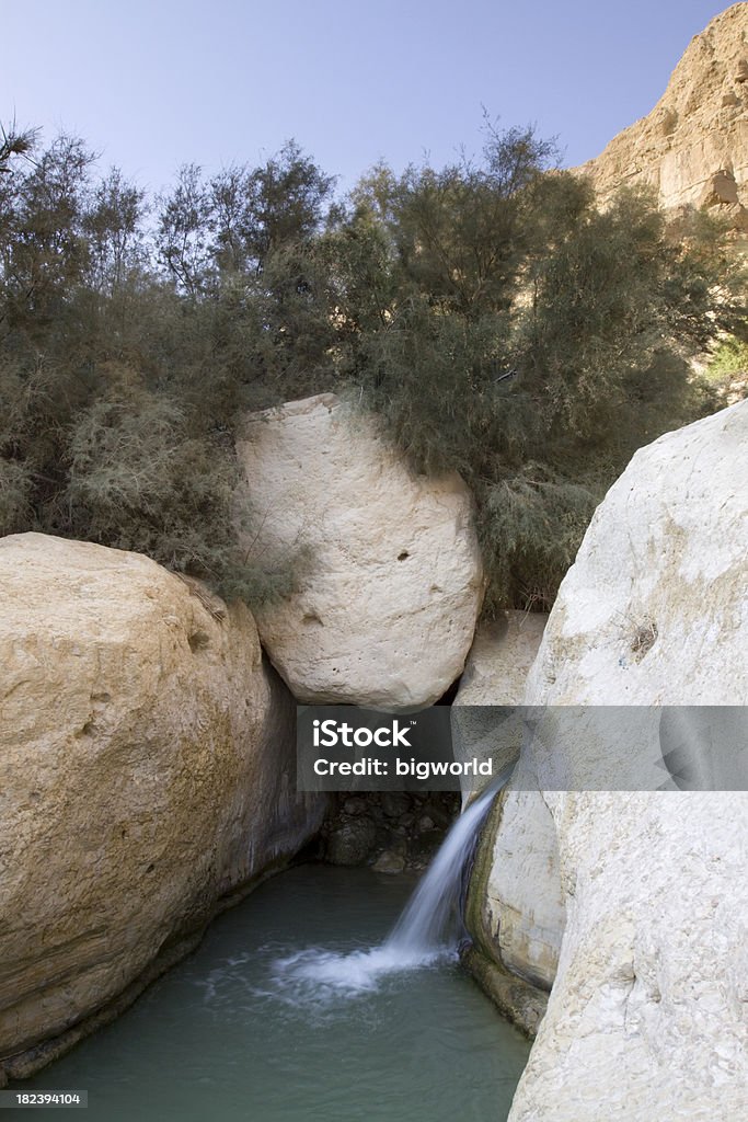 Waterfall in A Gedi Nature Reserve "Waterfall in Ein Gedi Nature Reserve.Ein Gedi is an oasis in Israel, located west of the Dead Sea, close to Masada and the caves of Qumran." Judean Desert Stock Photo
