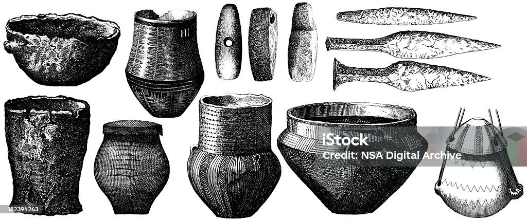 Os artefactos de cálculo e Idade de gelo/histórico antigo ilustrações - Royalty-free Idade da Pedra Ilustração de stock