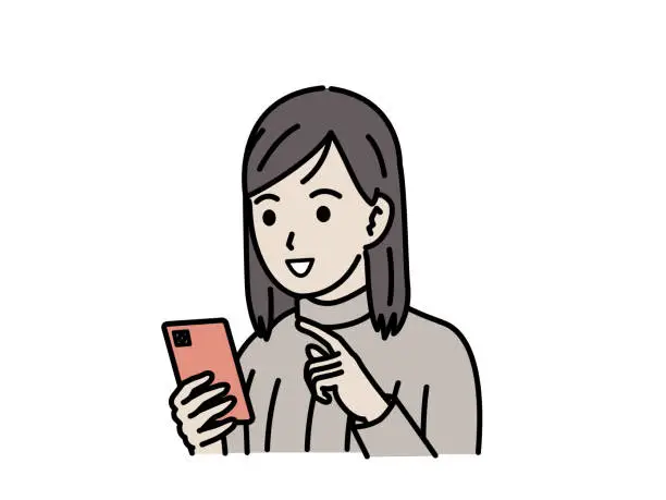 Vector illustration of Student girl using a smartphone