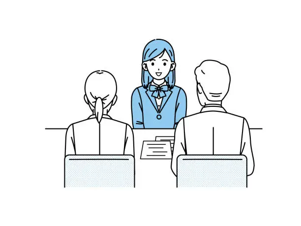 Vector illustration of Student girl  undergoing recommendation interview