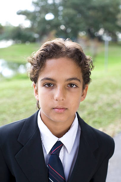 Portrait of Boy in Suit stock photo