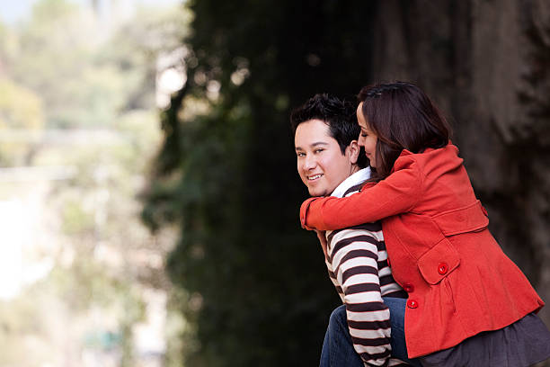 Couple outdoors stock photo