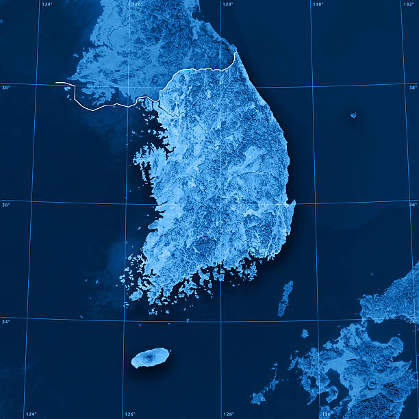South Korea Topographic Map stock photo