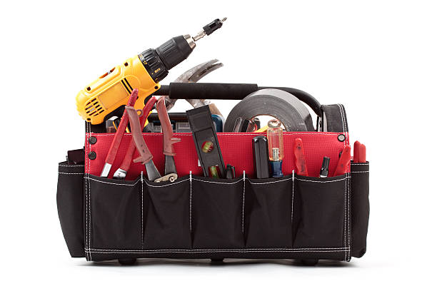 tool behälter mit tools - werkzeugkoffer stock-fotos und bilder