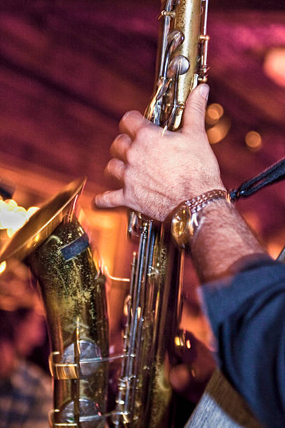 istock Saxaphone Player in a Night Club 182395625
