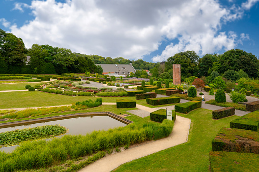 Public garden called les jardins du fleuriste or Stuyvenberg near Laeken park in Brussels, Belgium