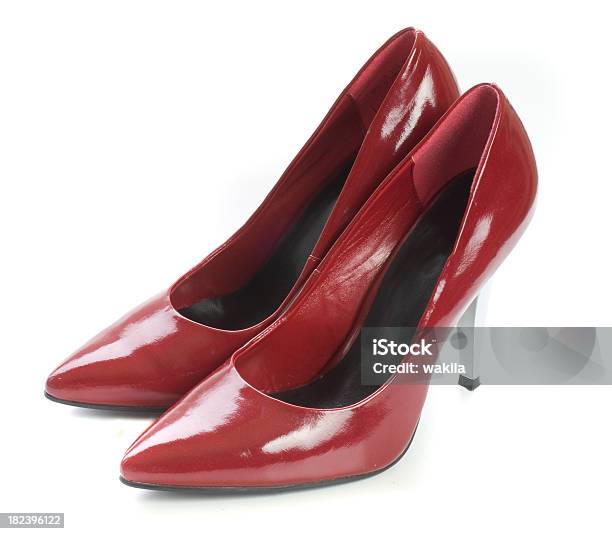 Sapatos De Salto Alto Vermelho - Fotografias de stock e mais imagens de Abstrato - Abstrato, Acessório, Branco
