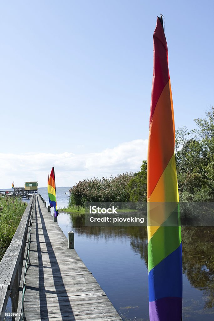 Flaggen am dock - Lizenzfrei Anlegestelle Stock-Foto