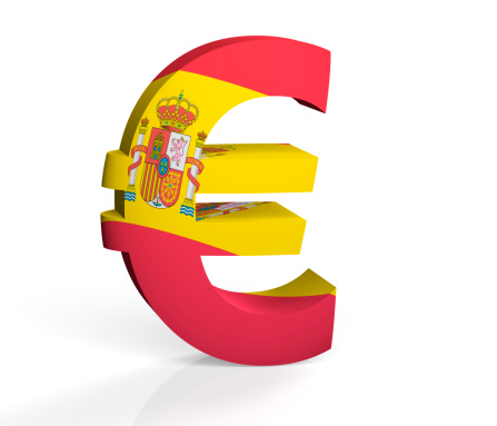 Euro symbol decorated with the Spanish flag.