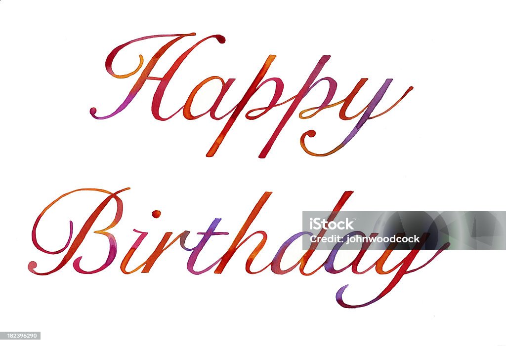 Watercolour feliz cumpleaños - Ilustración de stock de Caligrafía libre de derechos
