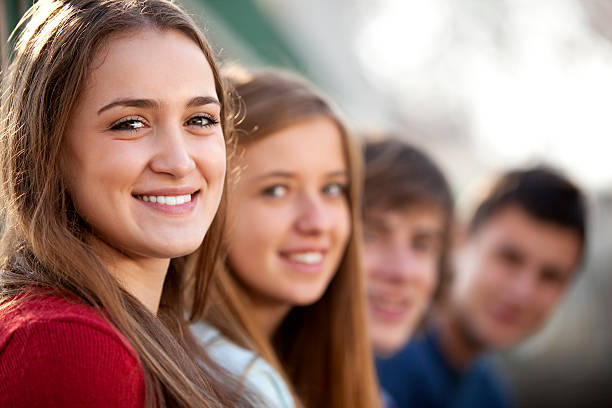 istock Group of cheerful friends 182396591