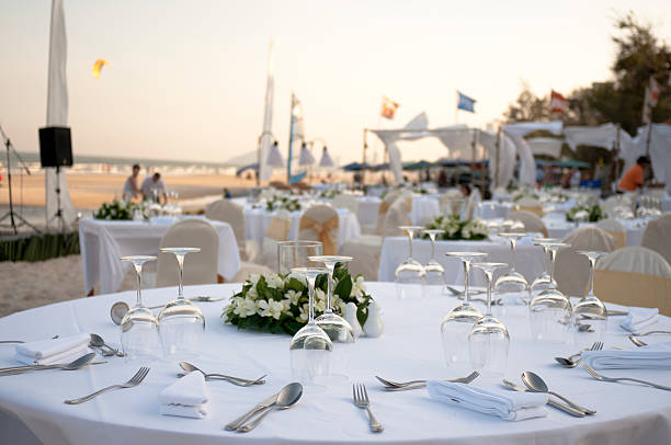 istock Set Diner Table On Hua Hin Beach In Thailand 182396847