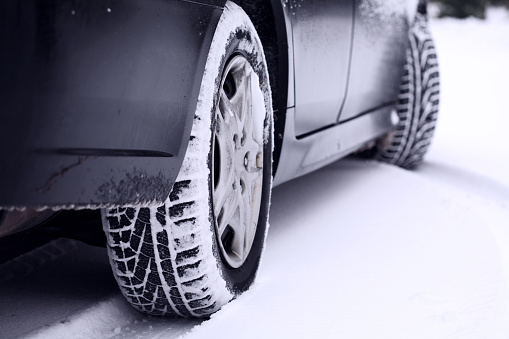 Car tires in snow