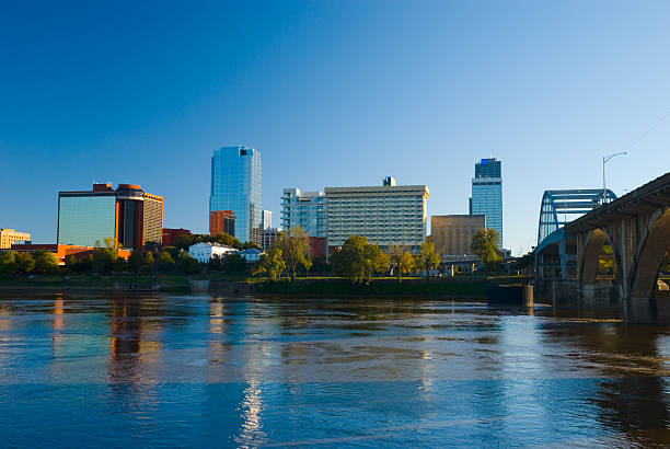 istock Little Rock downtown skyline, river, and bridge 182398269