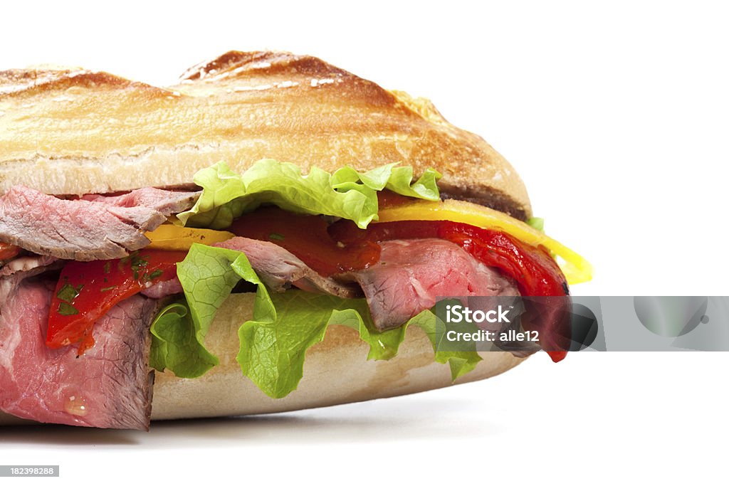 Roast Beef sandwich Nahaufnahme - Lizenzfrei Baguette Stock-Foto