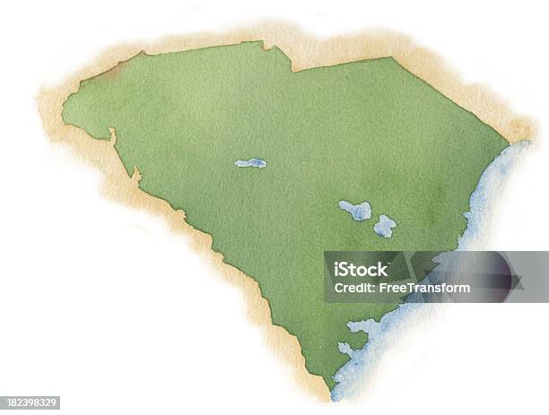 ウォーターカラーマップのサウスキャロライナ - サウスカロライナ州のベクターアート素材や画像を多数ご用意 - サウスカロライナ州, 地図, 水彩画