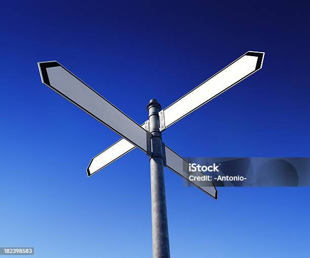 Blank Signpost Stock Photo - Download Image Now - Four Objects, Direction, Road Sign