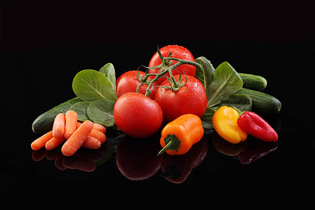 Vegetables on black stock photo