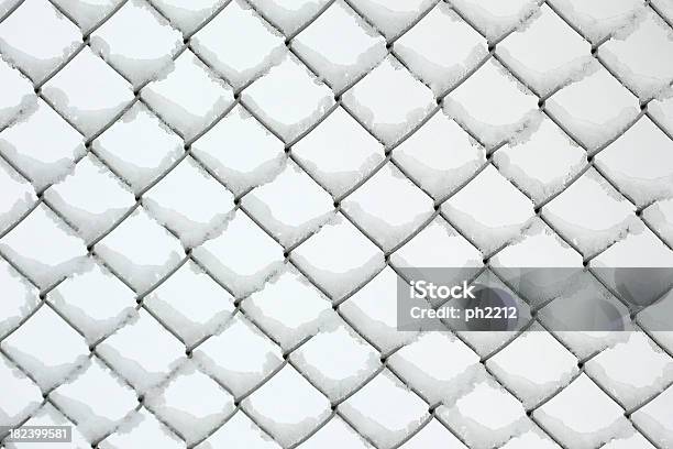 Wire Fence With Snow Stock Photo - Download Image Now - Backgrounds, Chainlink Fence, Fence