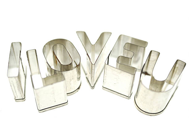 I love U written with metal letters. Isolated on white.
