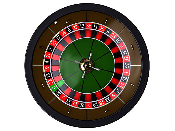 Roulette on white, top of view stock photo