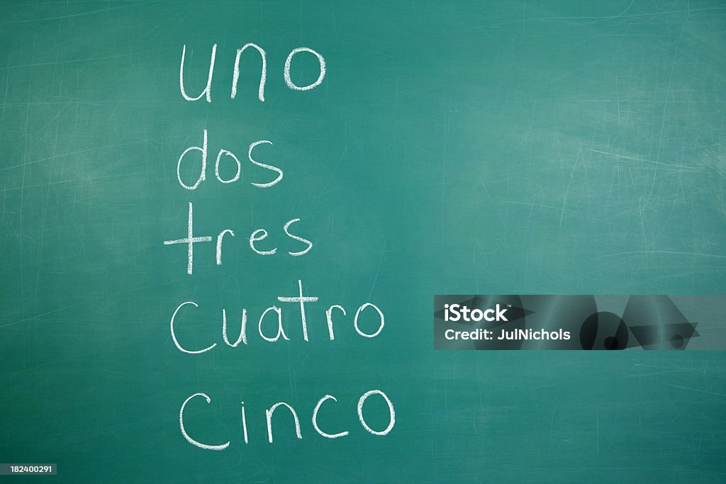 Chalkboard números em espanhol - Foto de stock de Aprender royalty-free