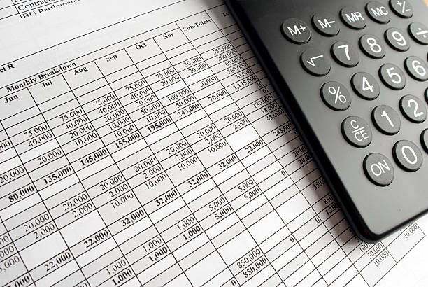 Calculator and Spreadsheet stock photo