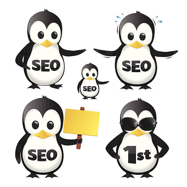 zestaw seo penguin mascots - google penguin stock illustrations