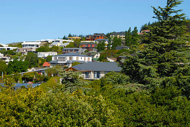 houses on the side of a hill in Christchurch New Zealand