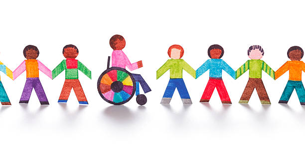 istock Colorful paper people with wheelchair 182400966