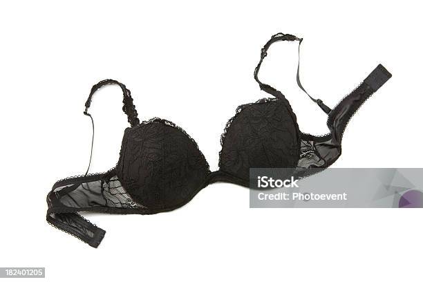 Photo libre de droit de Soutiengorge Noir banque d'images et plus d'images libres de droit de Soutien-gorge - Soutien-gorge, Objet ou sujet détouré, Fond blanc