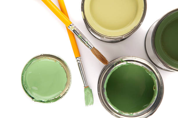 istock Green Color Cans and Brushes 182401435