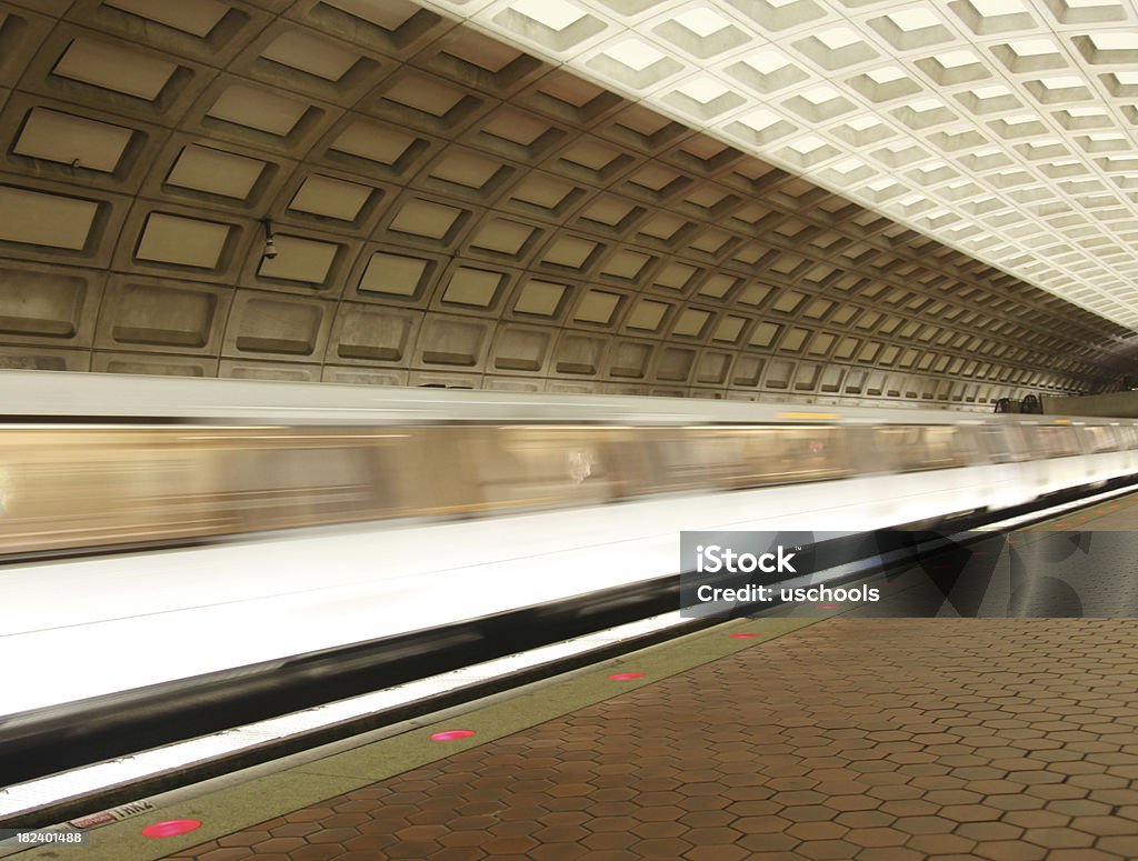 Subway Train Arriving/Leaving Platform, Washington DC  Subway Stock Photo