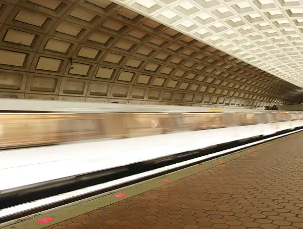 Photo of Subway Train Arriving/Leaving Platform, Washington DC