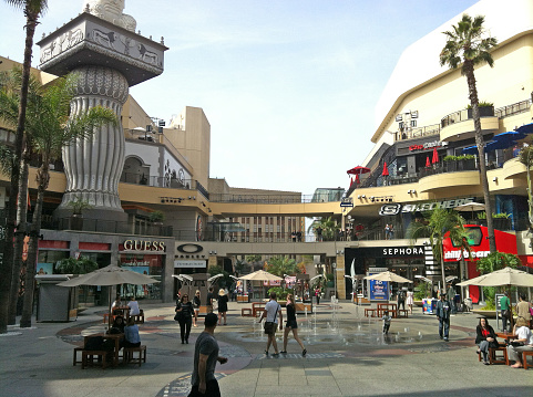 Los Angeles, California - January 18, 2023: Universal Studios Hollywood globe and entrance area on a sunny day