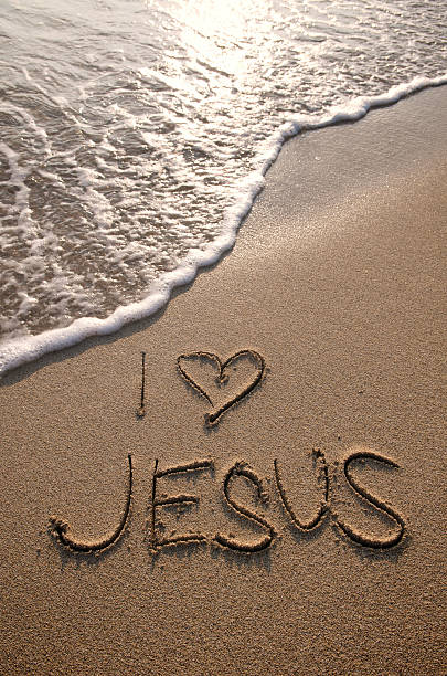 istock I Love Jesus Christian Message on Beach 182401518