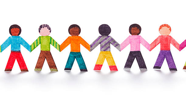 istock Colorful paper people in a line 182401587
