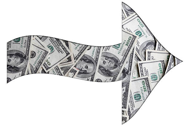istock Money in a wavy arrow cutout shape 182401732