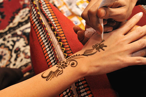 hand henna stock photo