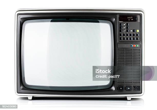 Foto de Antiga Televisão Isolado e mais fotos de stock de Televisor - Televisor, Antigo, Fora De Moda - Estilo