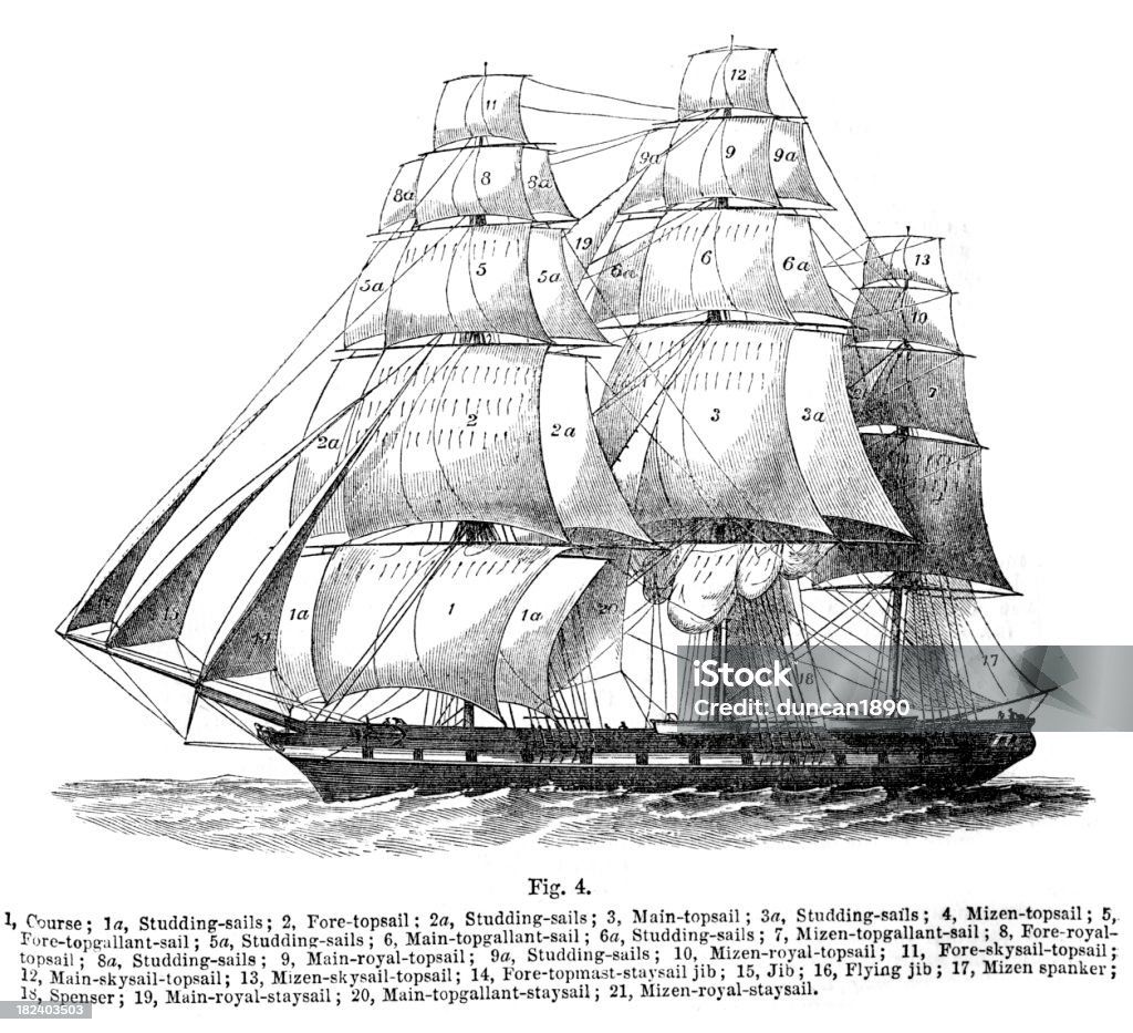 Navegue's do histórico tall ship - Ilustração de Tall ship royalty-free