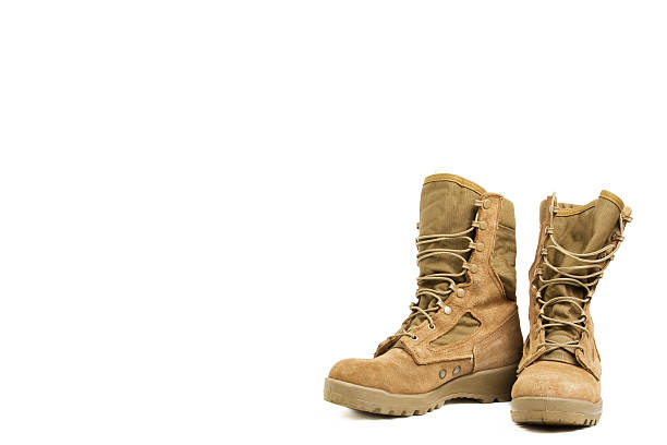 istock Desert military boots on a white background 182404103
