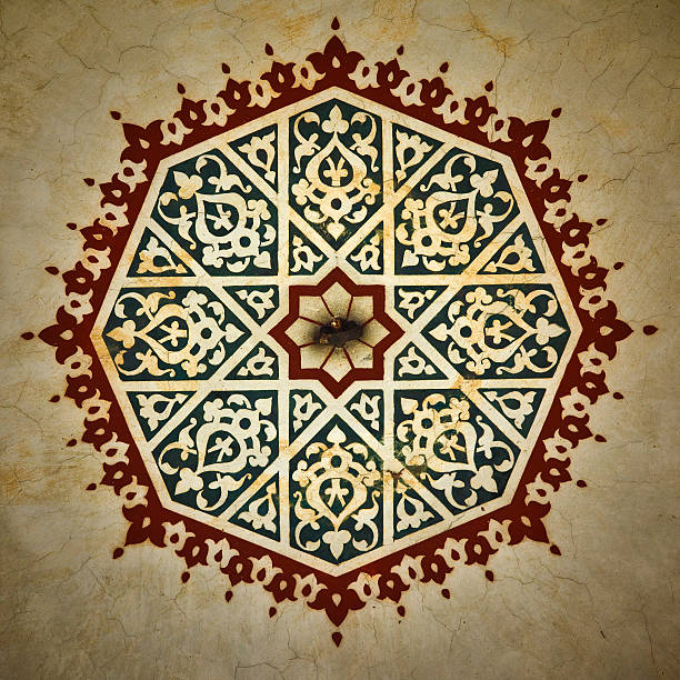Dome ceiling decoration  detail in the hallway courtyard at Yeni Cami Mosque in Istanbul (New Mosque) Turkey