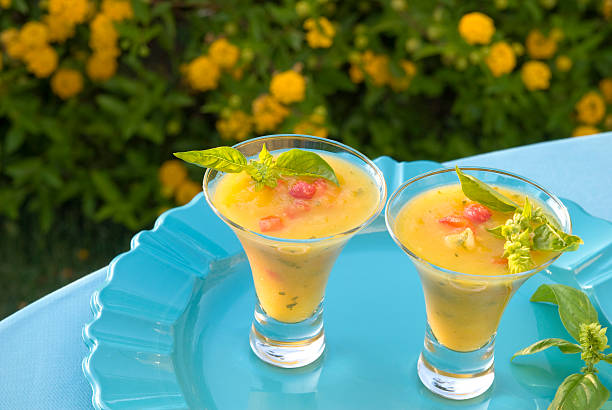 istock Pineapple & Pepper Gazpacho Summer Fruit Soup, Tropical Spring Picnic Food 182404487