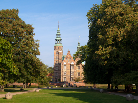 Rosenborg Castle captured during the summer.Rosenborg Castle is situated in the Kings Garten in the center of Copenhagen. It was build by King Christian the 4th in 1606.