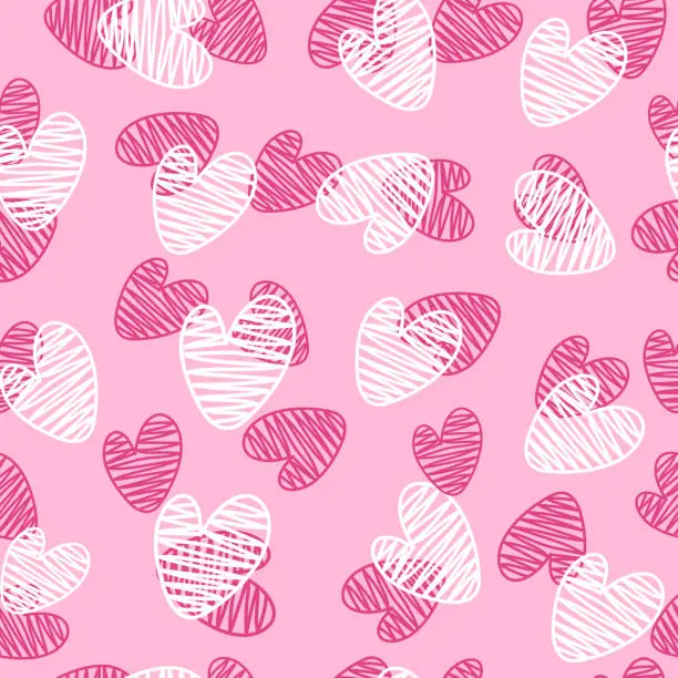 Vector illustration of Seamless pattern with hearts. Sample for Valentine's Day. Valentine's Day background. Valentine's card. The 14th of February.