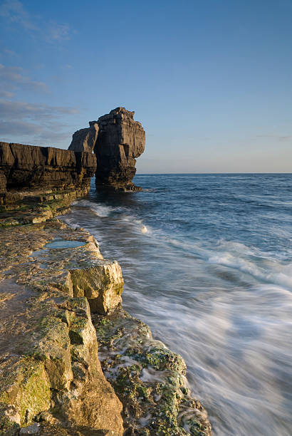 pulpito rock, portland bill, dorset, u. k - isle of portland foto e immagini stock