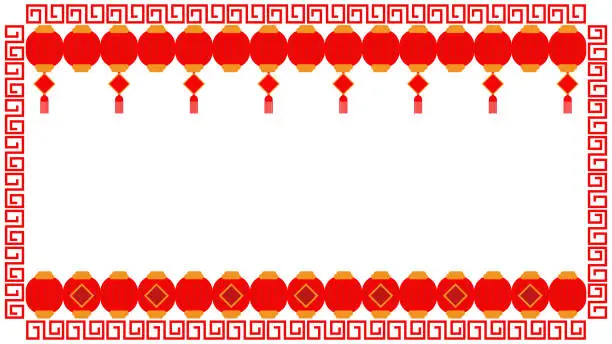 Vector illustration of Frame material for illustrations of lanterns inspired by the Lunar New Year