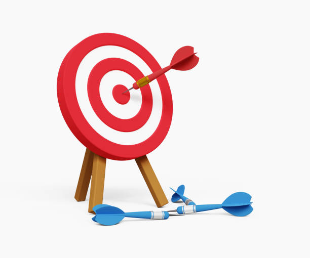 istock 3D success after many failures concept, Failure gives experience and makes you successful, Archery target ring with one hitting and many missed arrows. 3d illustration 1824107737