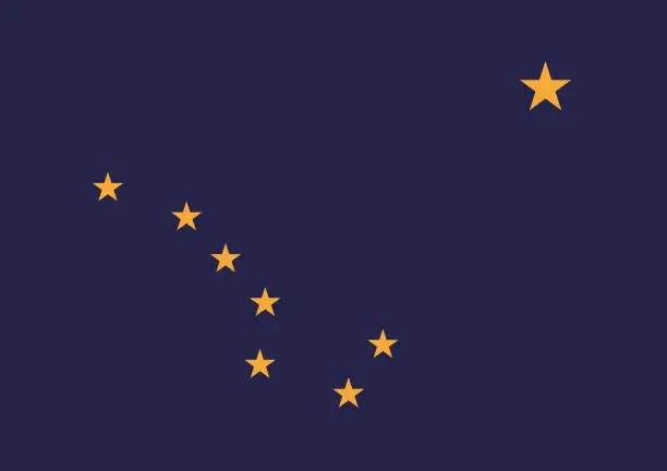Vector illustration of Flag of Alaska. Flag icon. Standard color. Standard size. A rectangular flag. Computer illustration. Digital illustration. Vector illustration.